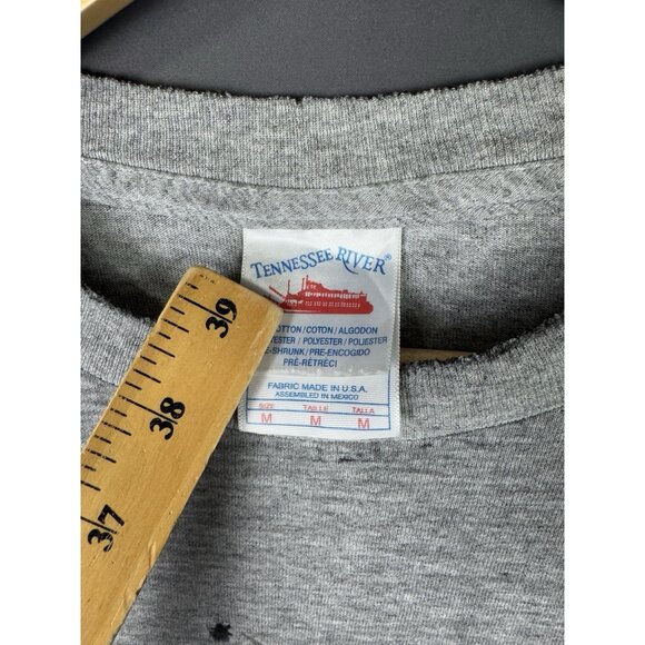 Vintage Y2K USA Eagle America Flag Grey Shirt Medium Tribal Signal Grey Faded T - Picture 16 of 16